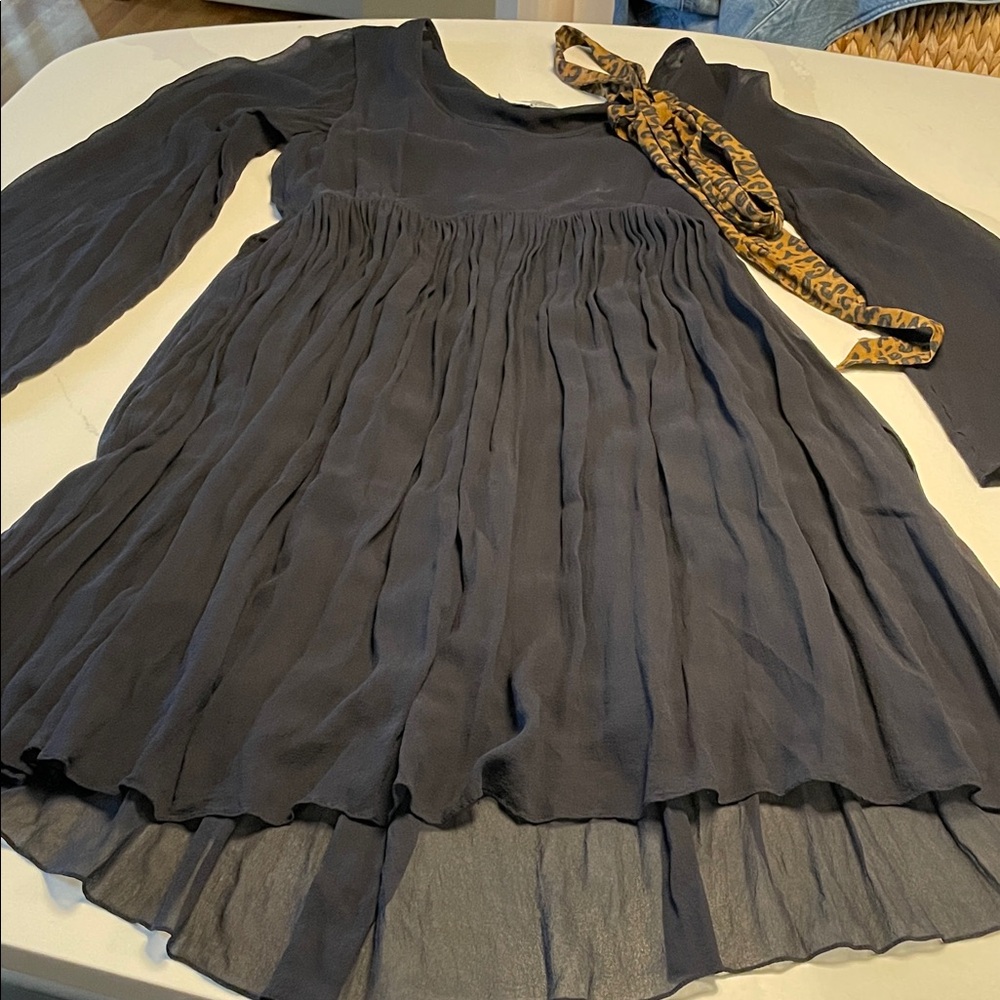 100% silk The New York Look Italian babydoll dress and scarf  Lagenlook 90s